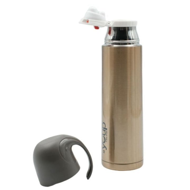 Youp Thermosteel Insulated Gold Color Water Bottle with handle containing cup cap - 500 ml