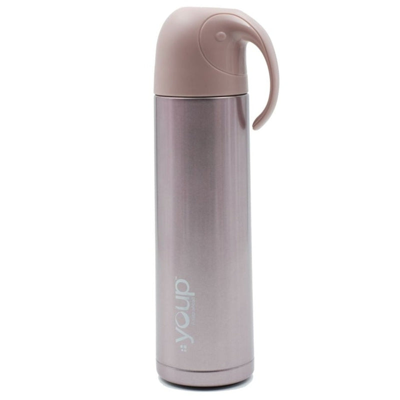 Youp Thermosteel Insulated Metallic Pink color Water Bottle with handle containing cup cap - 500 ml