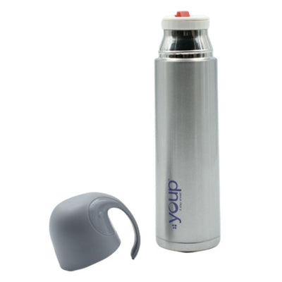 Youp Thermosteel Insulated Silver Color Water Bottle with handle containing cup cap - 500 ml