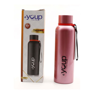 Youp Thermosteel Pink Color Water Bottle DREW - 750 ml