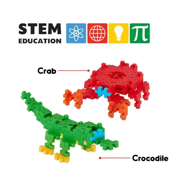 Play Panda Fixi Bricks Aqua Tube 3 Building Blocks | Crocodile & Crab - 110 Fixi Bricks | Instruction Manual | Storage Tube