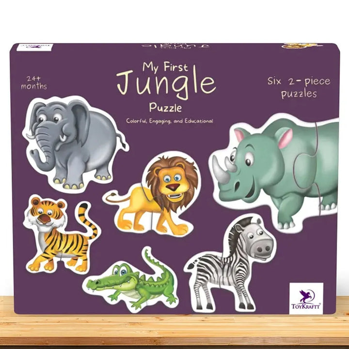 Toykraft My First Jungle Animal 2-Piece Floor Puzzles – Chunky, Educational Toddler Puzzles