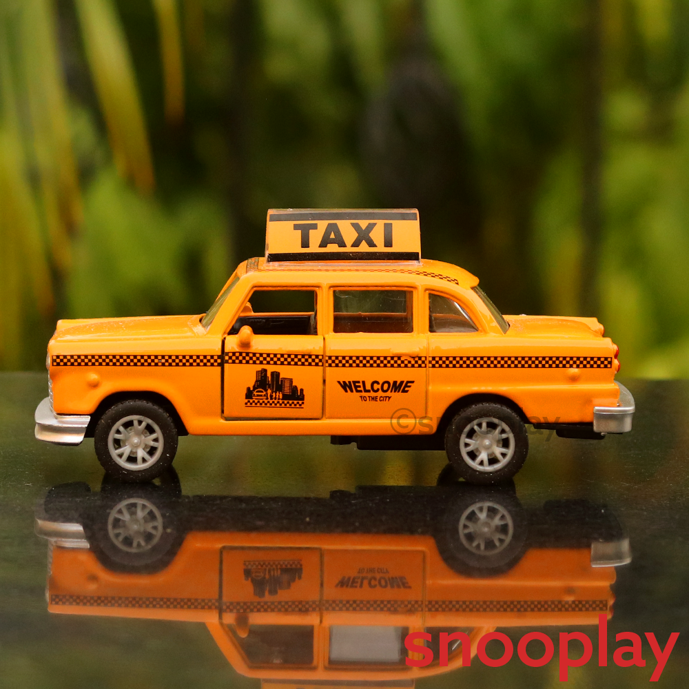 Yellow Diecast (3257) Pull Back Metal Taxi (Scale 1:32)