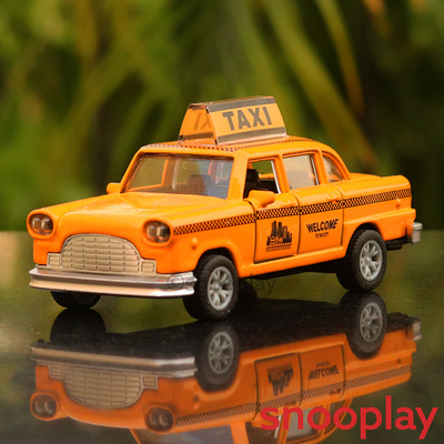 Yellow Diecast (3257) Pull Back Metal Taxi (Scale 1:32)