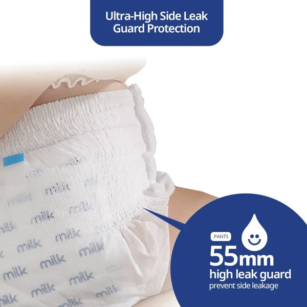Milk (Size-M) Baby Diaper Yoga Pants | 42 Pieces | 6–11 kg