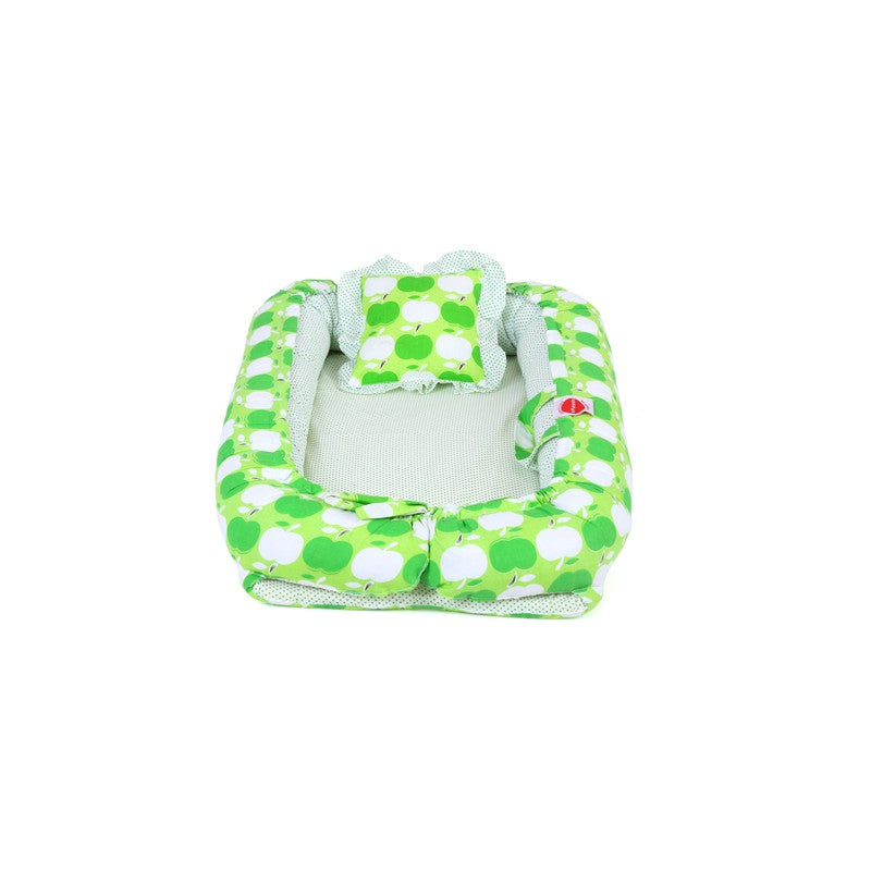 Apple Print New Born Baby nest Bedding Set Reversible (Green)