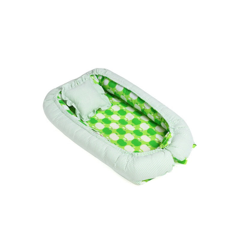 Apple Print New Born Baby nest Bedding Set Reversible (Green)