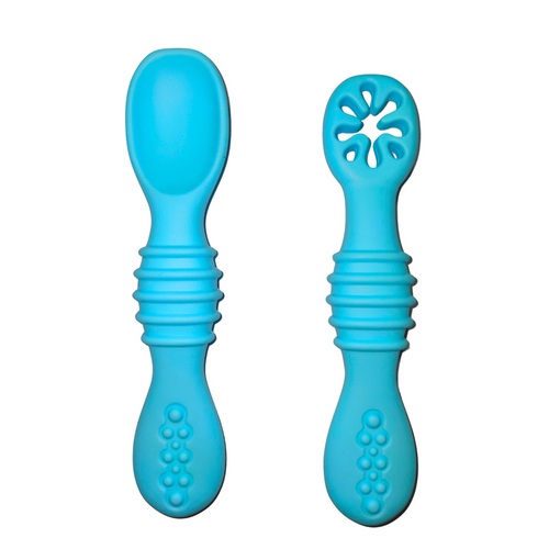 Zikku First Stage Self-Feeding Training Spoons - Blue