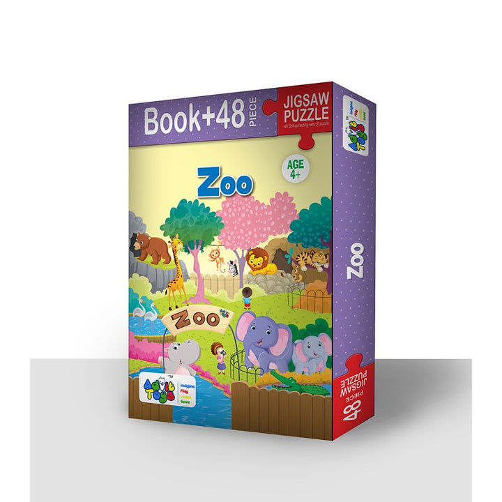 Zoo- Jigsaw Puzzle (48 Piece + Educational Fun Fact Book Inside)