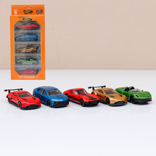 Zoom Wheelz Pack of 5 City Rangers-1 Diecast Cars | 1:64 Scale (7 Years till Grown Ups) | Assorted Colors