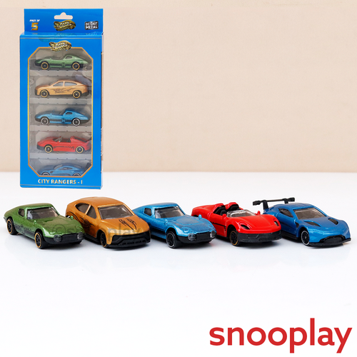 Zoom Wheelz Pack of 5 City Rangers-1 Diecast Cars | 1:64 Scale (7 Years till Grown Ups) | Assorted Colors