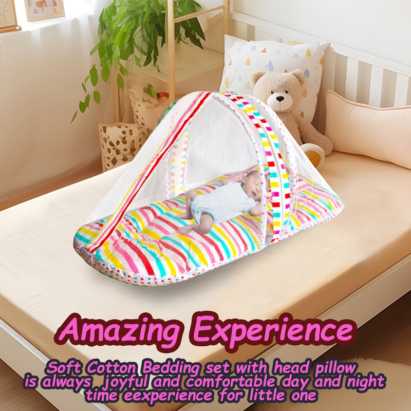 Baby Bedding Set with Mosquito net and Pillow (Stripes)