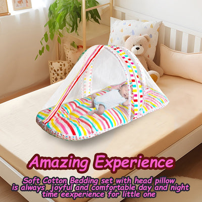 Baby Bedding Set with Mosquito net and Pillow (Stripes)