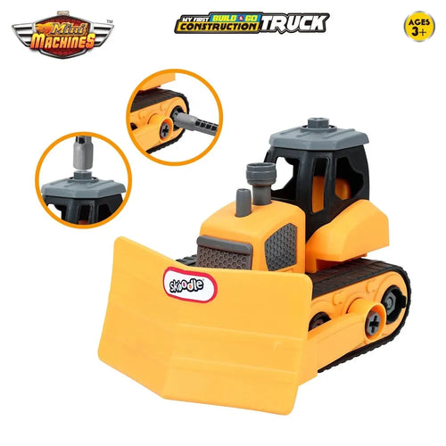 Skoodle Mini Machines Build & Go Bulldozer Truck - Yellow