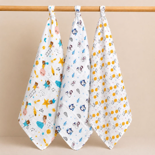 Zikku Set of 3 Baby Muslin Swaddle Wraps - 100% Cotton Multpurpose Baby Blanket