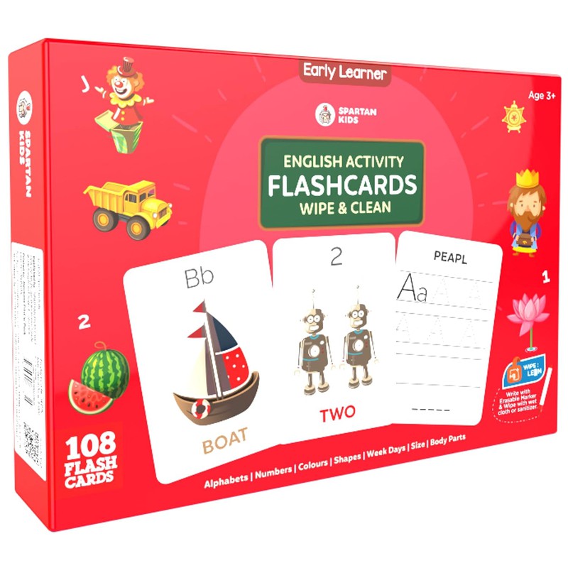 Early Learning High Contrast Flashcards For Kids (108 Flash Cards) With Free Erasable Marker