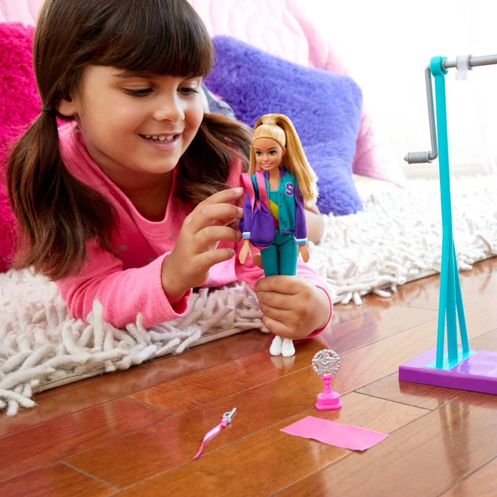 Mattel Original Licensed Barbie Team Stacie Gymnastics Doll with Accessories Playset