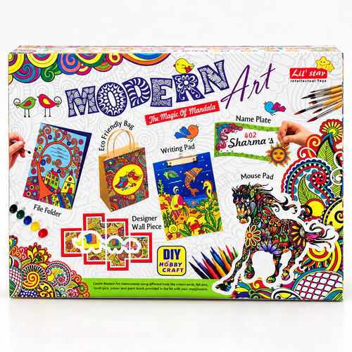 Lil' Star Modern Art DIY Hobby Craft Kit for Kids | Mandala Painting & Creative Art Activities | 6-in-1 Art & Craft Set