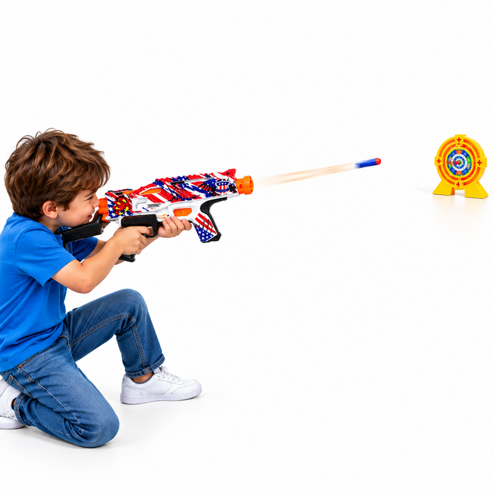 G-Strike Quad Blaster Toy with Target & 24 Soft Bullets | 35 Ft Shooting Range | Target Shooting Game for Kids