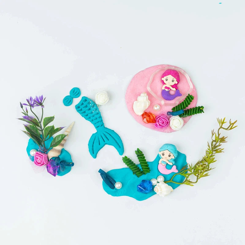 Mermaid Dough Activity Kit | Mini Playdough Activity with Jewels and Mermaid Dolls | Clay Kit | 2 to 7 Years