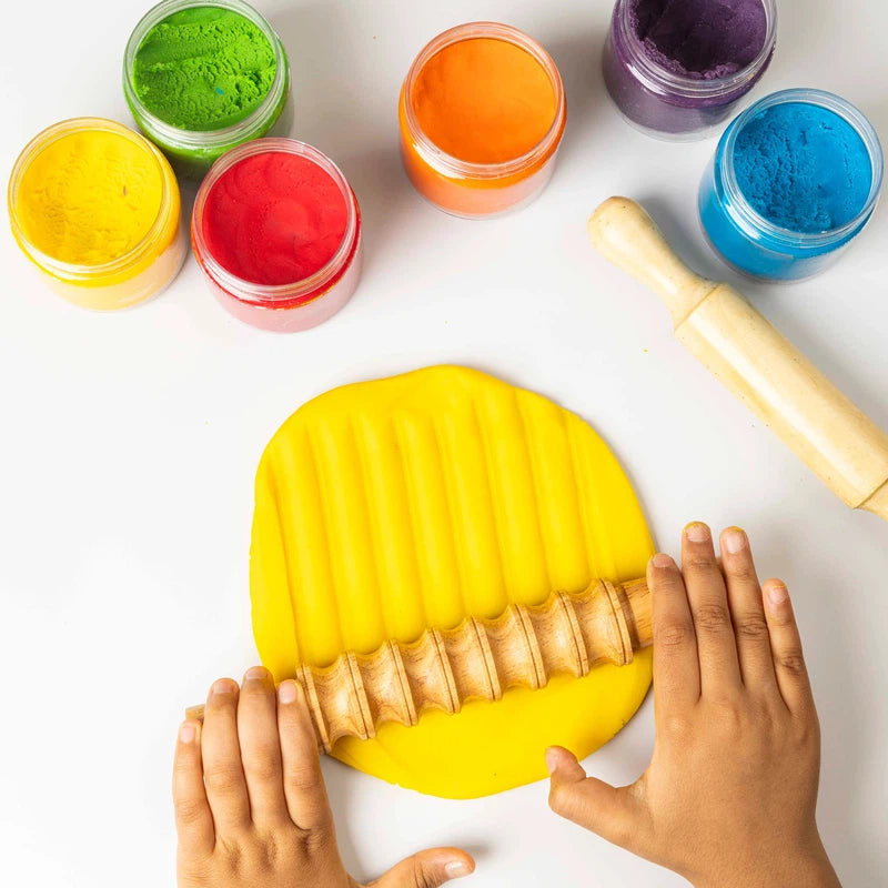 Rainbow Coloured Playdough | Taste safe, Non- Toxic, Non- Drying Clay Rainbow Playdough (6 shades) | Organic Playdough