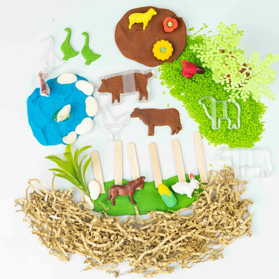 Sensory DIY Farm Animals Clay Kit for Kids | Farm Themed Playdough Kit | 2 to 7 Years