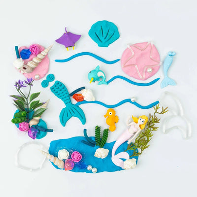 DIY Mermaid Clay Activity Kit | Mermaid Playdough Magic with Sea creatures Toy | 2 to 6 Years