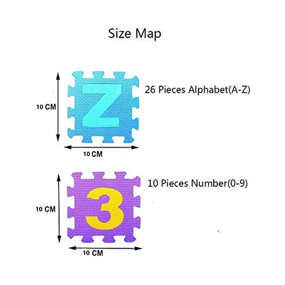  36 Pieces Mini Puzzle Foam Mat for Kids Interlocking Learning Alphabet and Number Color May Vary