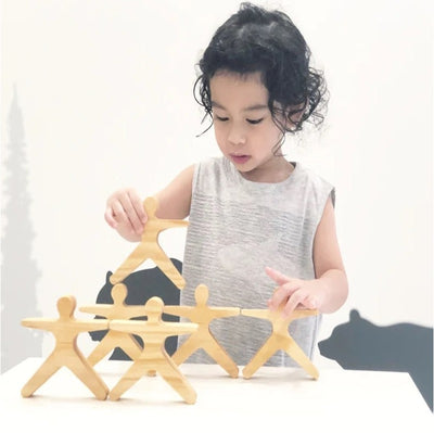 Balancing Stacking Toy Human Shapes Wooden Blocks (Set of 32 pieces)