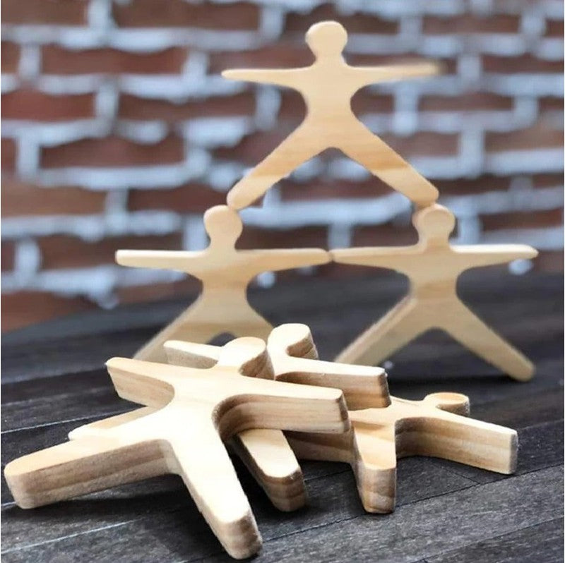 Balancing Stacking Toy Human Shapes Wooden Blocks (Set of 32 pieces)