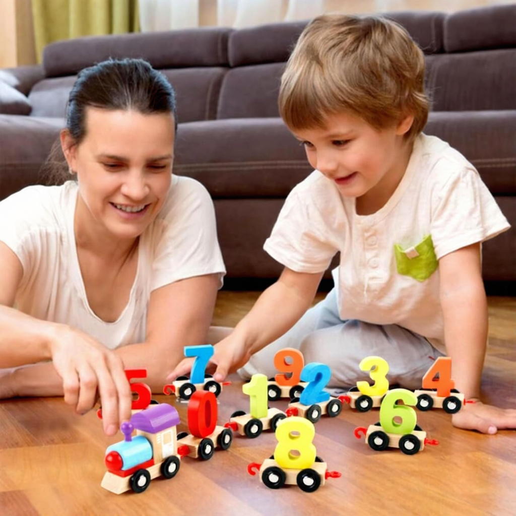 FunBlast Wooden Digital Colourful Number Train Toy (1-3 Years)