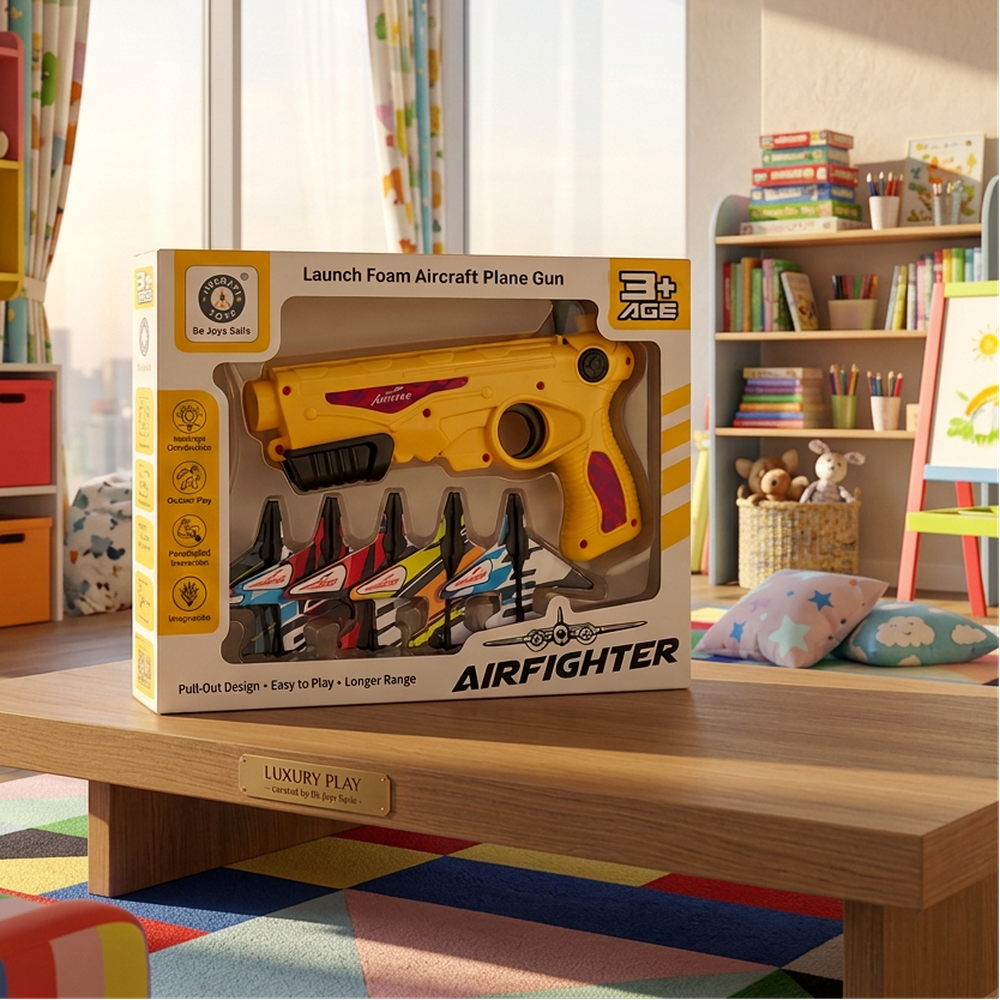 Chanak Foam Aircraft Plane Launcher Blaster with 5 Foam Planes - Yellow