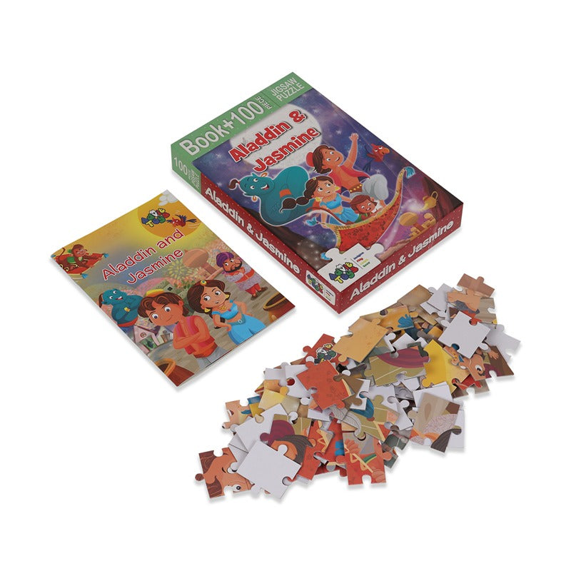 Aladdin & Jasmine - Jigsaw puzzle (100 Piece + 32 Pages illustrated story book)