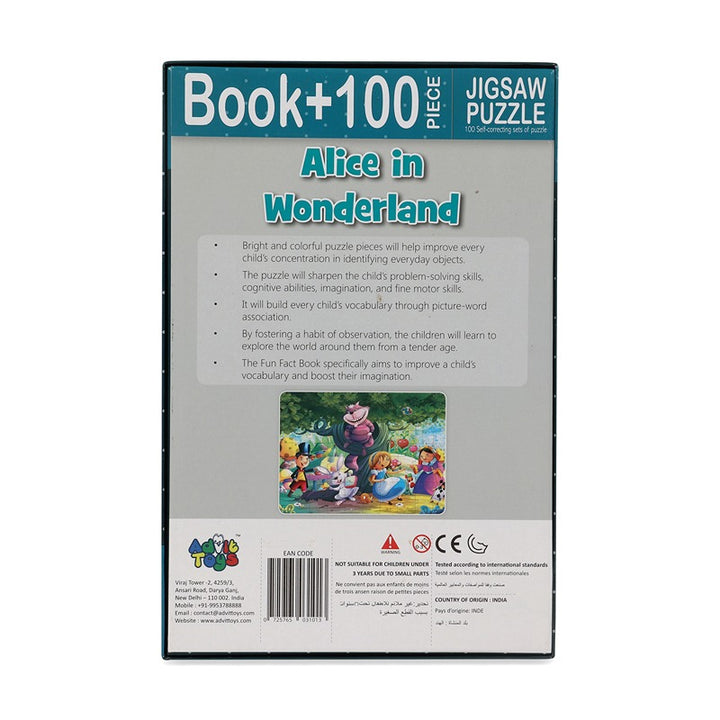 Alice in Wonderland - Jigsaw Puzzle (100 Piece + 32 Pages illustrated story book)