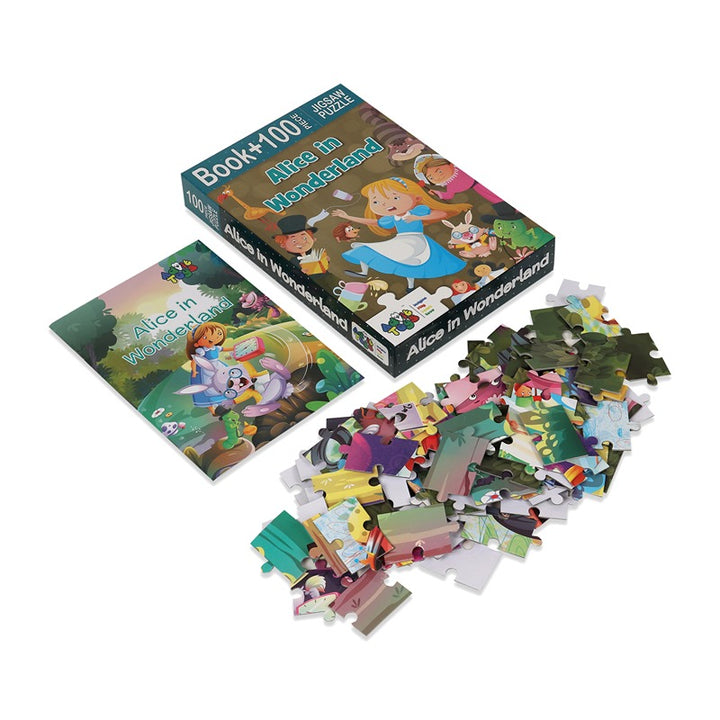 Alice in Wonderland - Jigsaw Puzzle (100 Piece + 32 Pages illustrated story book)