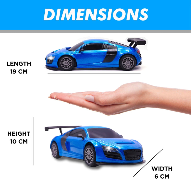 Rechargeable High Speed Remote Control Mini Car Resembling Audi with Lithium Battery for Kids (Scale 1:24) - Blue
