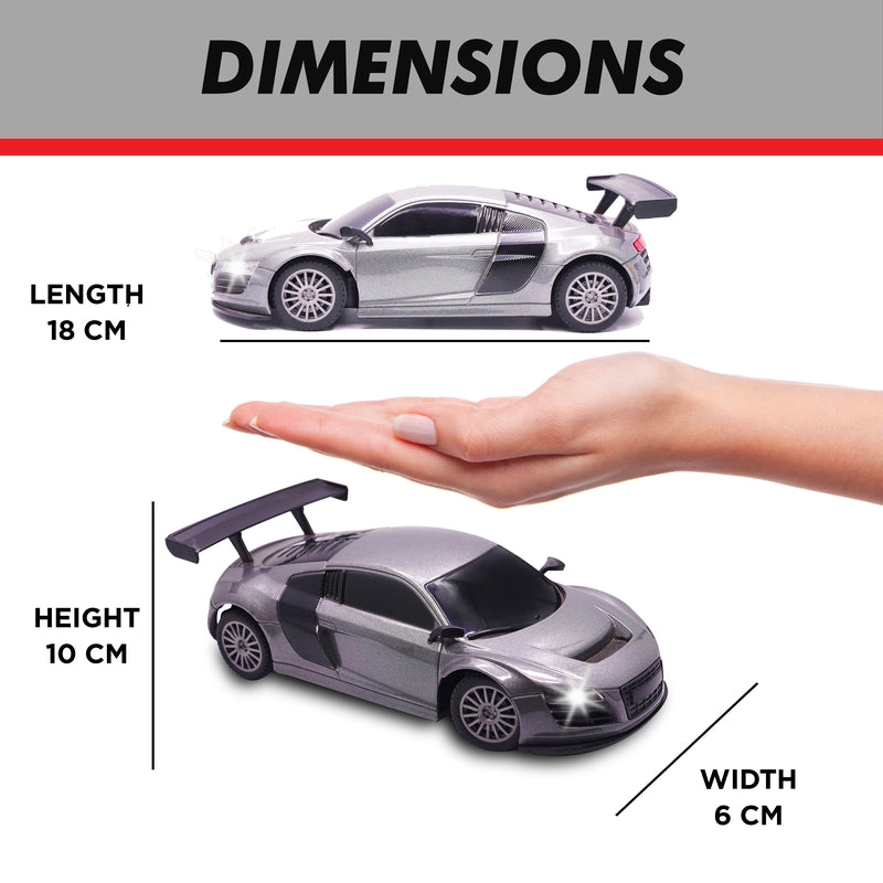 Rechargeable High Speed Remote Control Mini Car Resembling Audi with Lithium Battery for Kids (Scale 1:24) - Grey