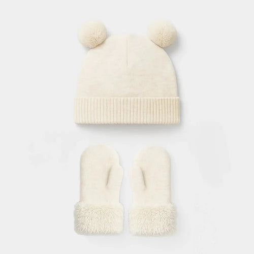 Mi Arcus Rib Knit Cap & Mitten Set