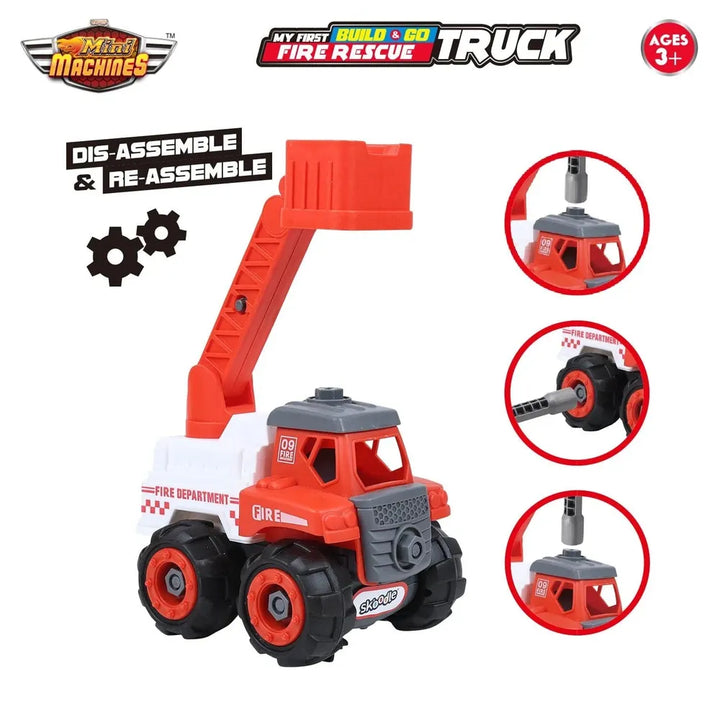 Skoodle Mini Machines Build & Go Fire Rescue Truck Toy - White