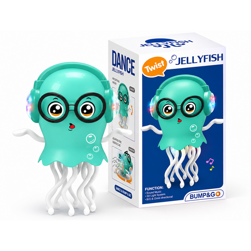 Twist Jellyfish Musical Dancing Toy | Bump & Go Sensory Toy with Movement - Turquoise