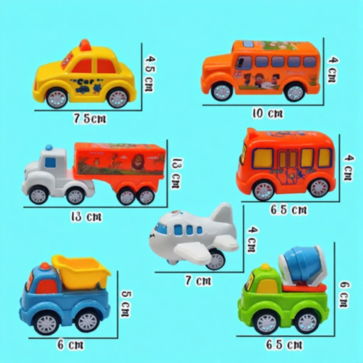 FunBlast Set of 7 Push and Go Crawling Vehicles Toy (1-4 Years)