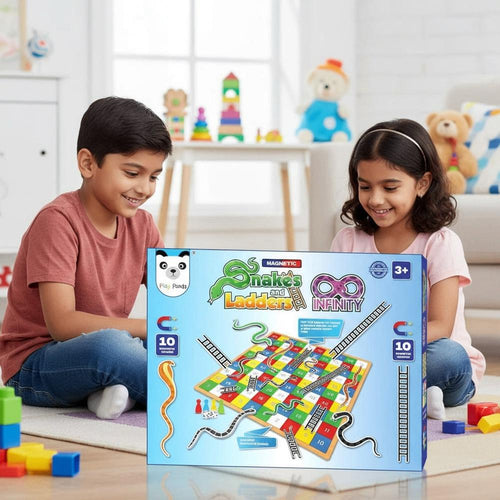 Play Panda Magnetic Snakes & Ladders Infinity (Small) - Use the Magnetic Snake & Magnetic Ladder Pieces to Set a New Board