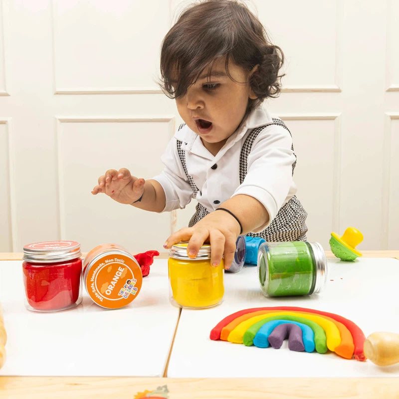 DIY Clay Play dough Activity Kit | 6 Rainbow Organic, Non Toxic Playdough Activity Kit for Kids