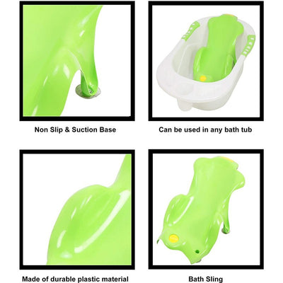 Baby Bather Set | Bath Tub with Toddler Sling Seat and Shampoo Mug (Green)