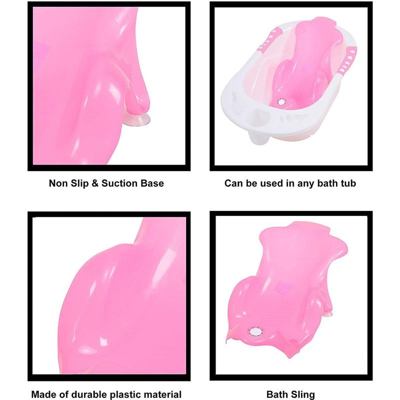 Toddler Bath Seat Sling with Non-Slip Suction and Drainer Plug Baby Bath Seat (Pink)