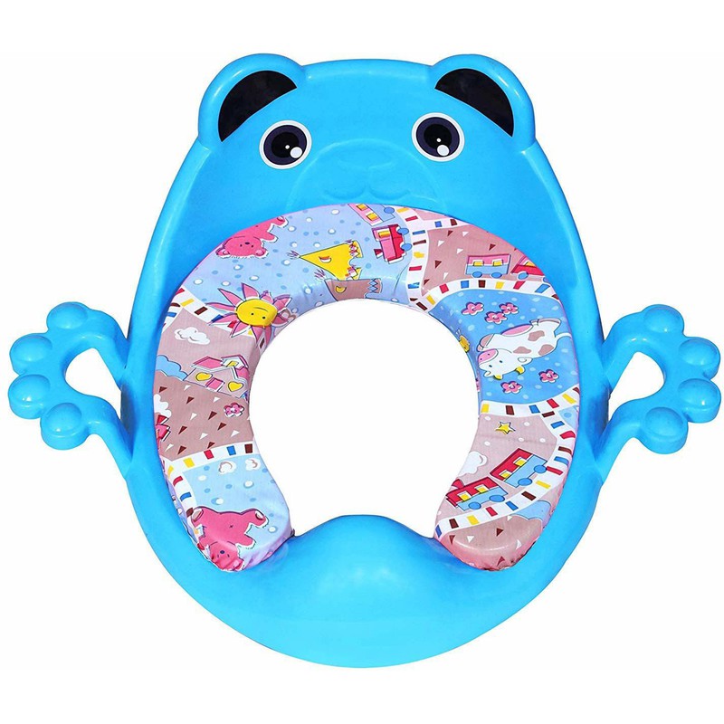 Toilet Trainer Soft Cushion Baby Potty Seat with Handle And Back Support (Blue)