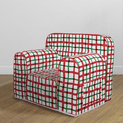 Hand Drawn Check Pattern Comfy Sofa (Red and Green) | COD not Available