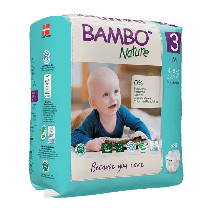 Bambo Nature (3-M) Diapers | 28 Diapers | 4-8 Kg | 9-18 lbs