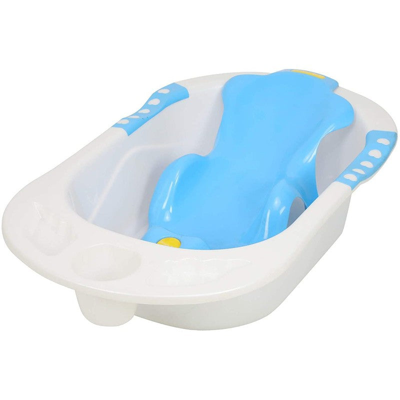 Plastic Bath Tub with Toddler Sling Seat (Blue)