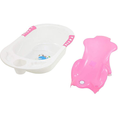 Plastic Bath Tub with Toddler Sling Seat (Pink)